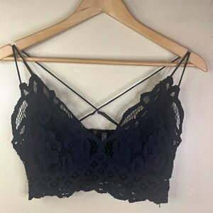 Free People One Vintage Size Large Black Lace Bralette Boho Coquette Goth